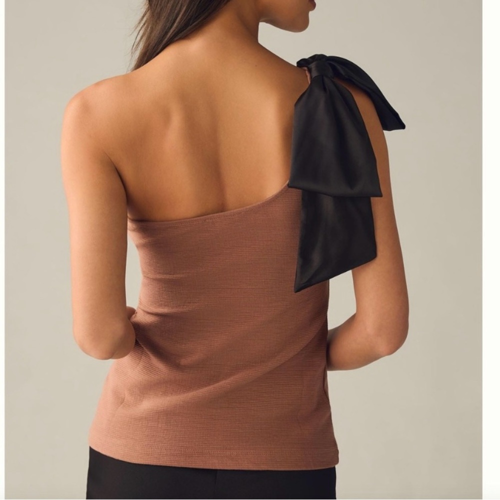 Maeve for Anthropologie one shoulder bow top